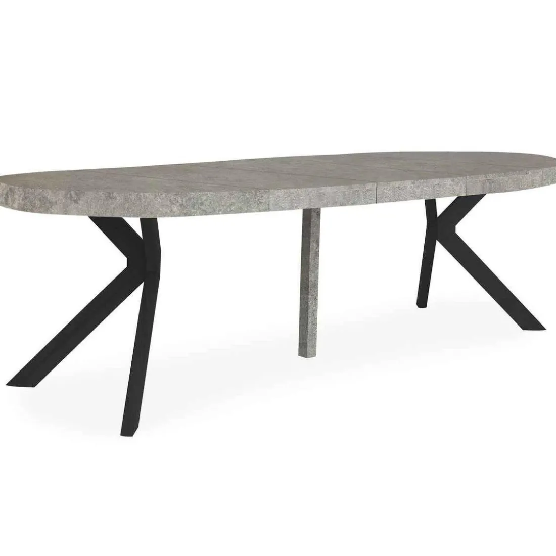 Table Ronde Extensible NERO Noir Et Effet Béton