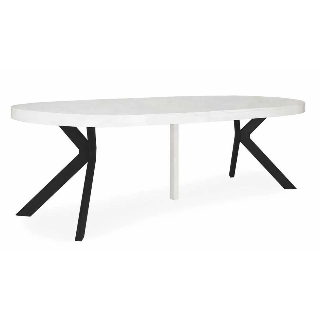 Table Ronde Extensible Noire Et Effet Marbre