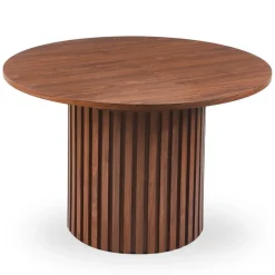Table ronde extensible pied central style colonne Burkina Bois Noisette
