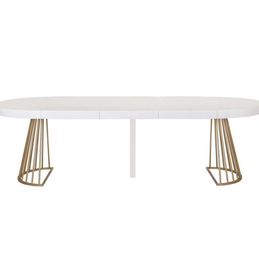 Table ronde extensible Soare Blanc pieds Or