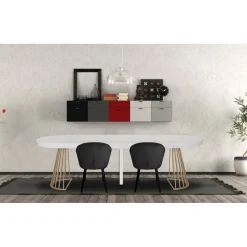 Table ronde extensible Soare Blanc pieds Or