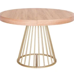 Table ronde extensible Soare Chêne Clair pieds Or