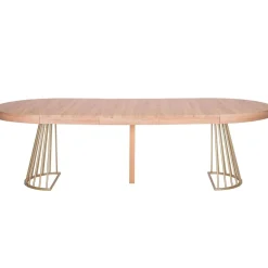 Table ronde extensible Soare Chêne Clair pieds Or