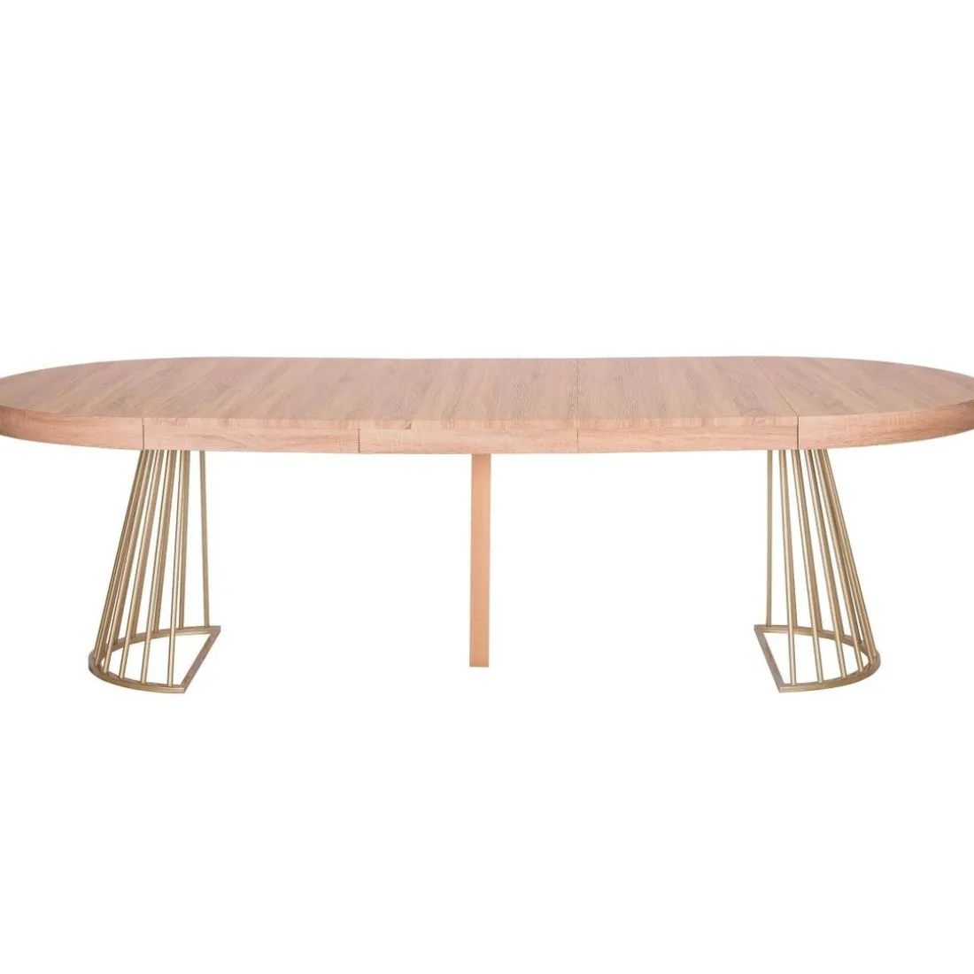 Table ronde extensible Soare Chêne Clair pieds Or