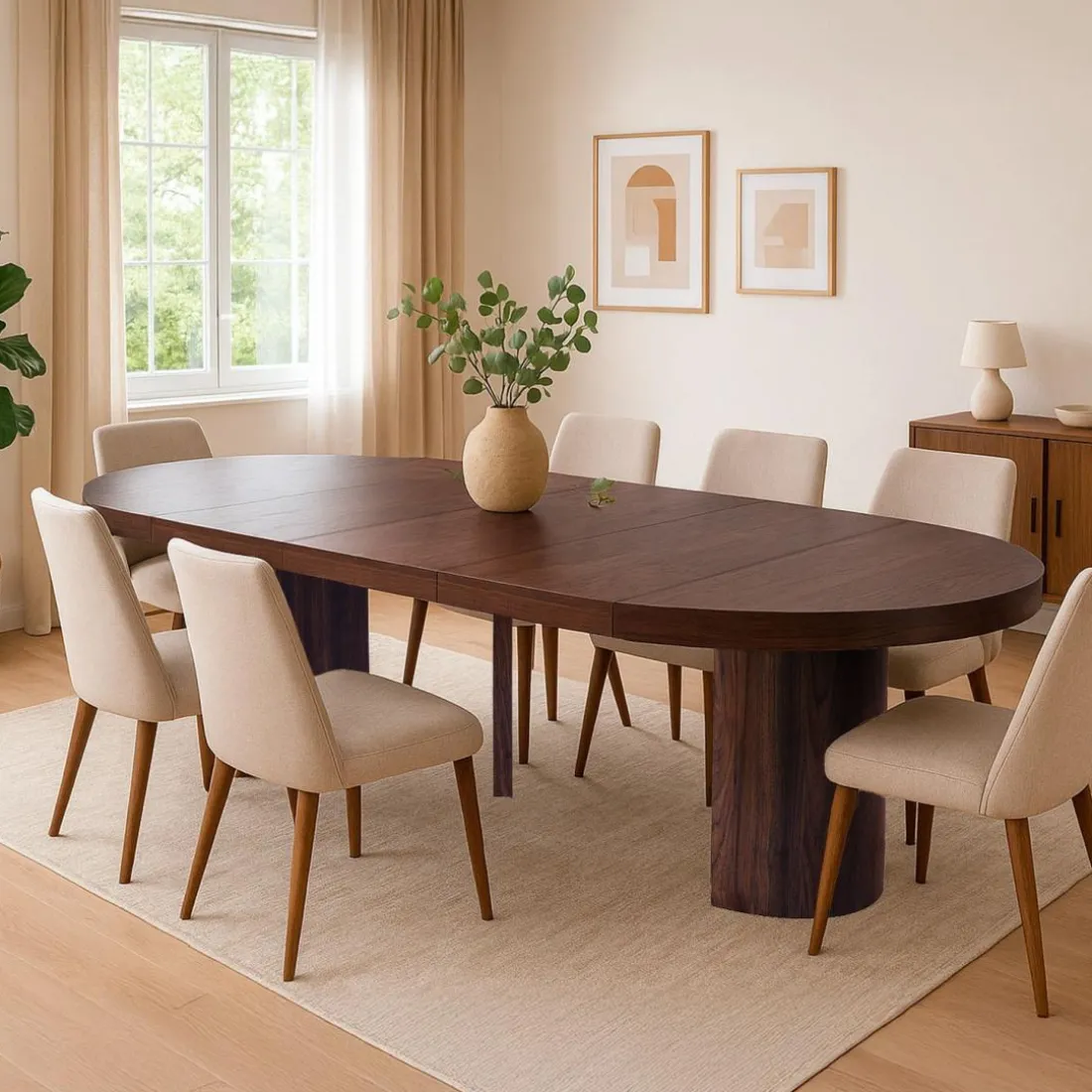 Table ronde extensible Suzie Bois noisette