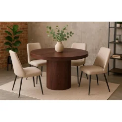Table ronde extensible Suzie Bois noisette