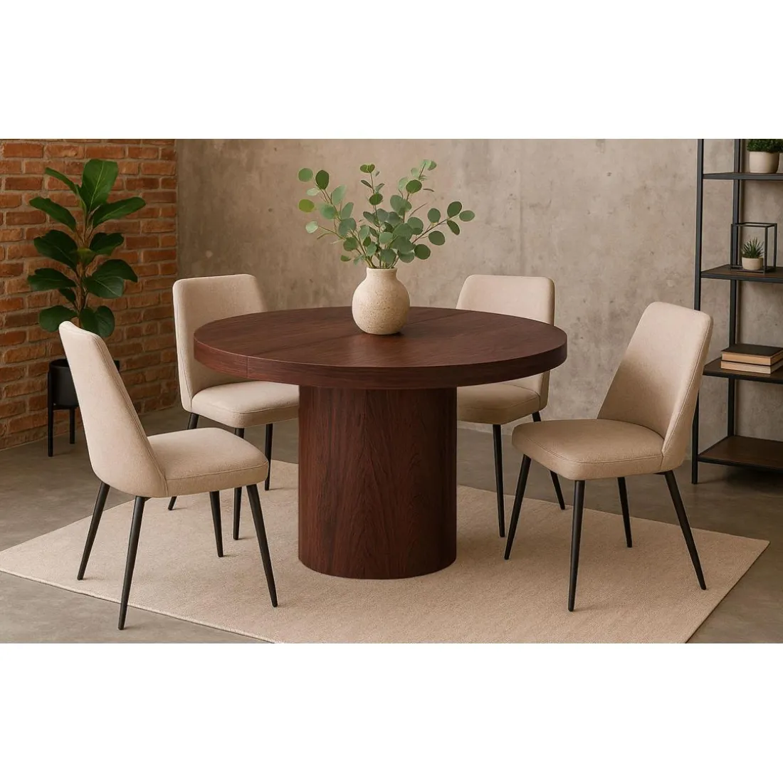 Table ronde extensible Suzie Bois noisette
