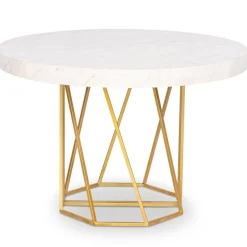 Table ronde extensible Yasmina Effet Marbre et pieds Or