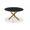 Table Ronde Verre Effet Marbre Noir Et Pieds Or