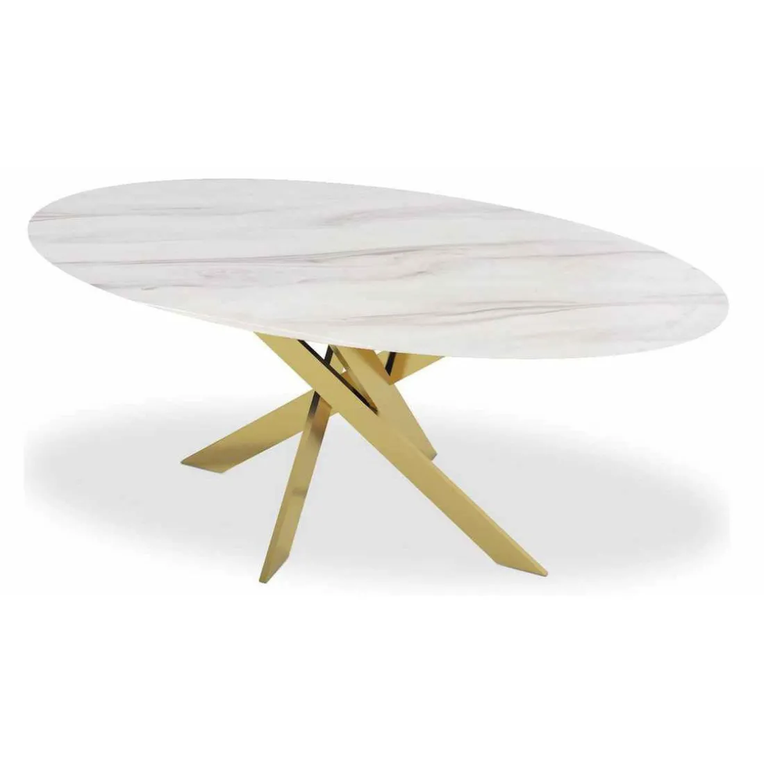 Table Verre Effet Marbre Blanc Et Pieds Or