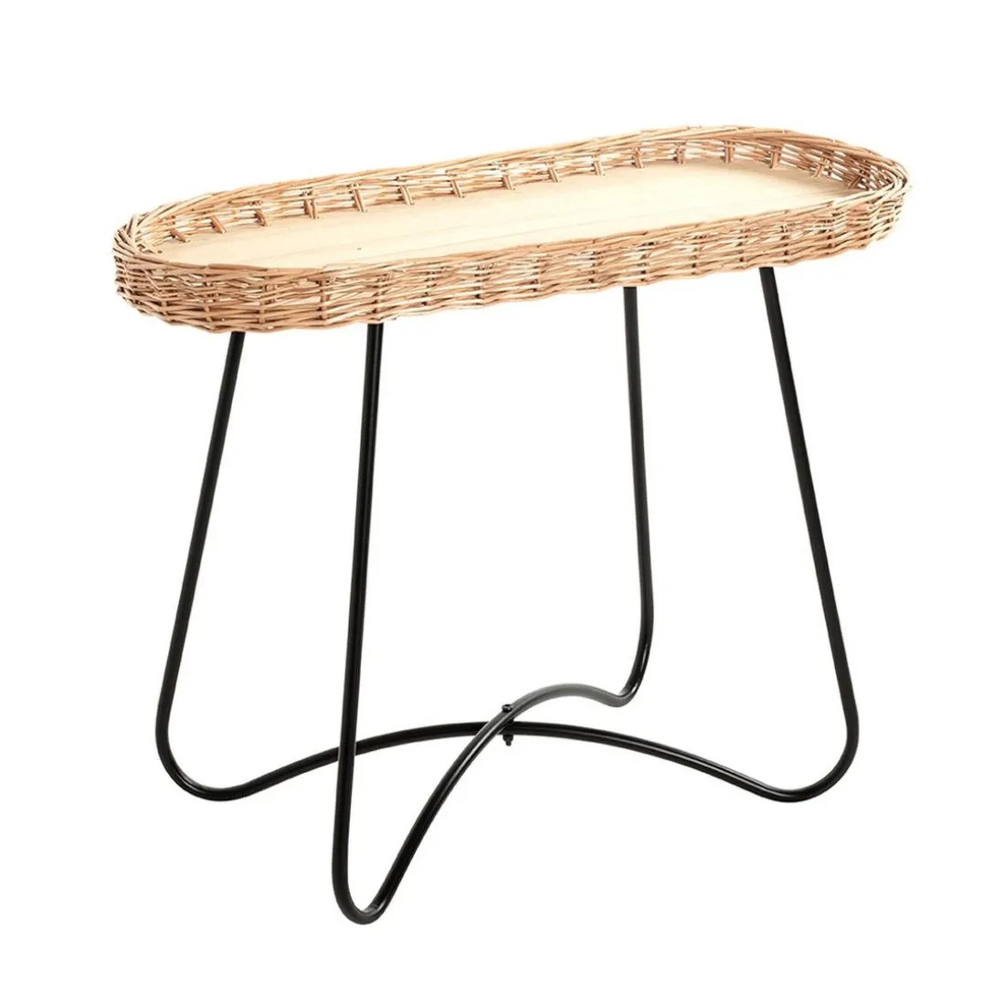 Tablea d'appoint ovale marron et noir