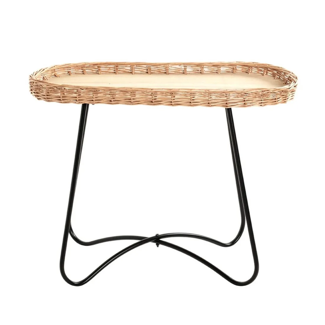 Tablea d'appoint ovale marron et noir