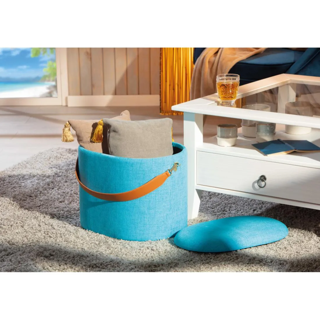 Tabouret Coffre Bleu SAVANA
