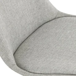 Tabouret de bar 'ALOE' en tissu gris avec pied en métal