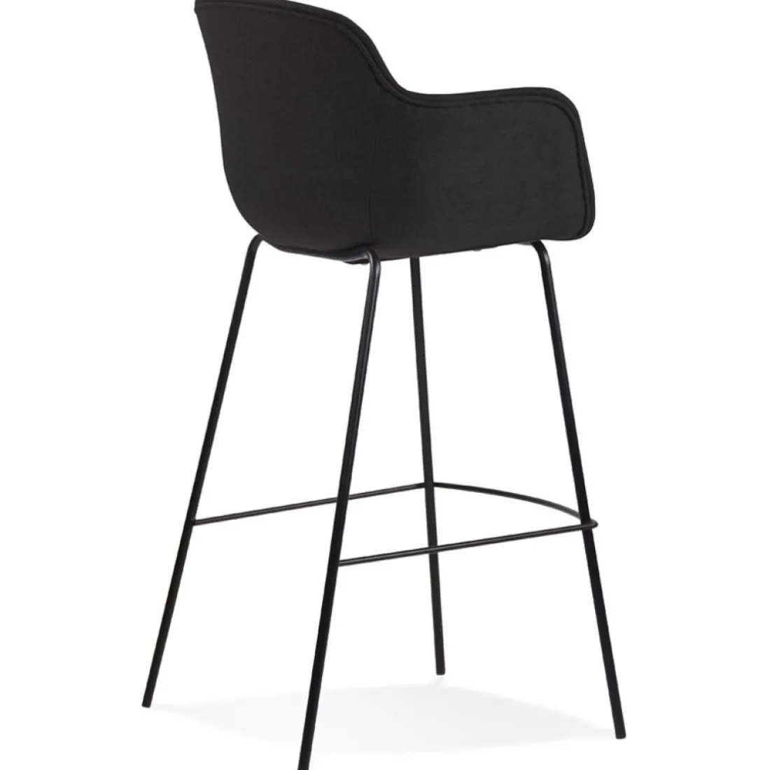 Tabouret de bar avec accoudoirs 'FORTI' en tissu noir