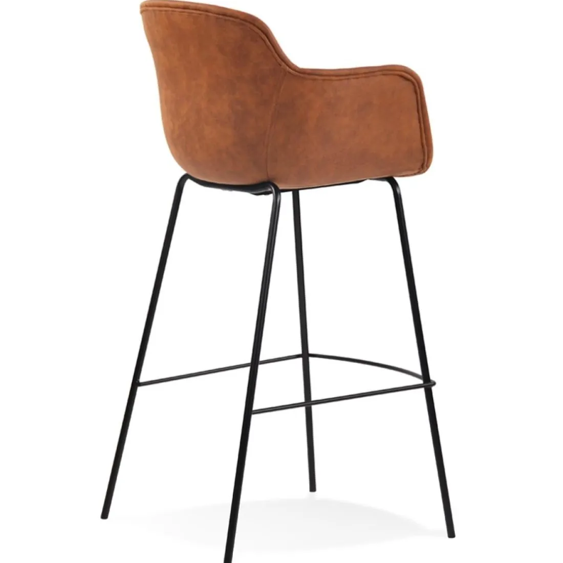 Tabouret de bar avec accoudoirs 'CALVIN' en microfibre brune