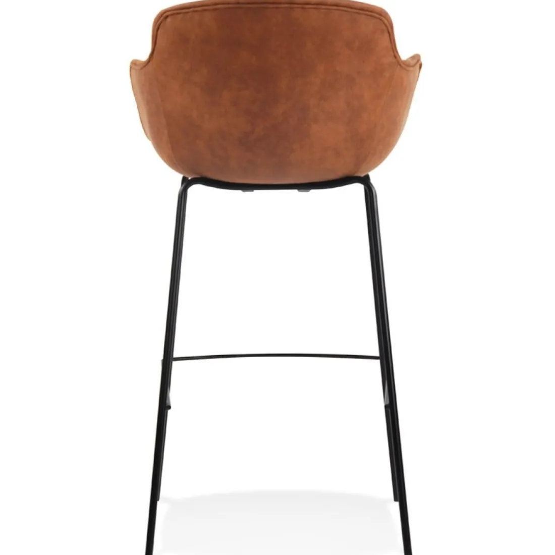 Tabouret de bar avec accoudoirs 'CALVIN' en microfibre brune