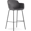 Tabouret de bar avec accoudoirs 'LARISSA' en velours gris