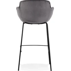 Tabouret de bar avec accoudoirs 'LARISSA' en velours gris