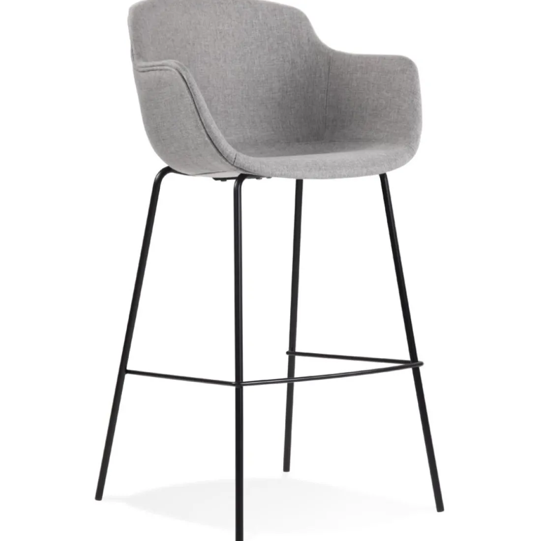 Tabouret de bar avec accoudoirs 'FORTI' en tissu gris clair