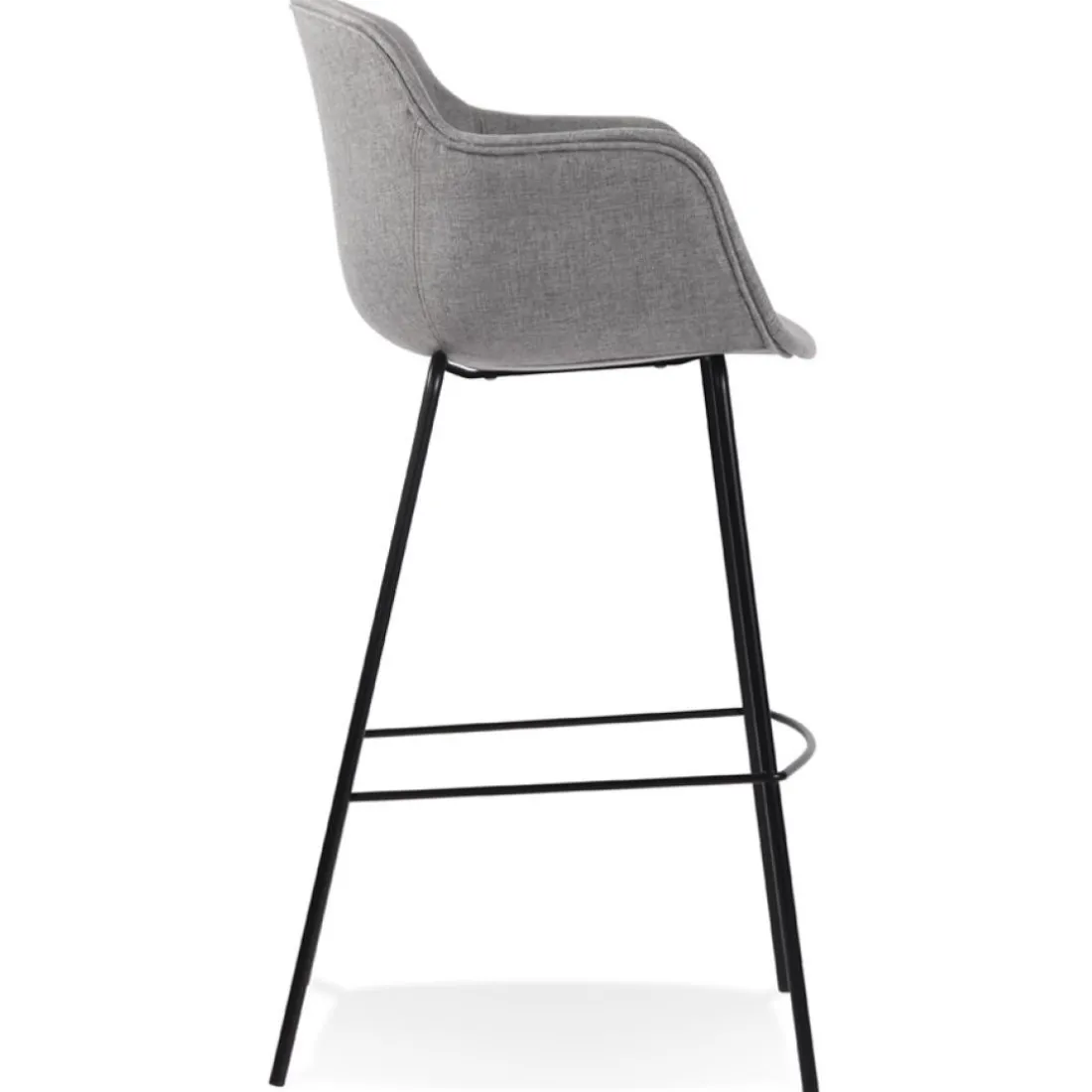Tabouret de bar avec accoudoirs 'FORTI' en tissu gris clair