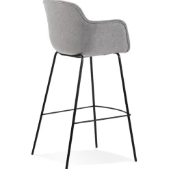 Tabouret de bar avec accoudoirs 'FORTI' en tissu gris clair