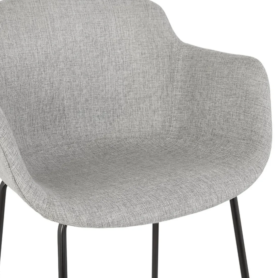 Tabouret de bar avec accoudoirs 'FORTI' en tissu gris clair