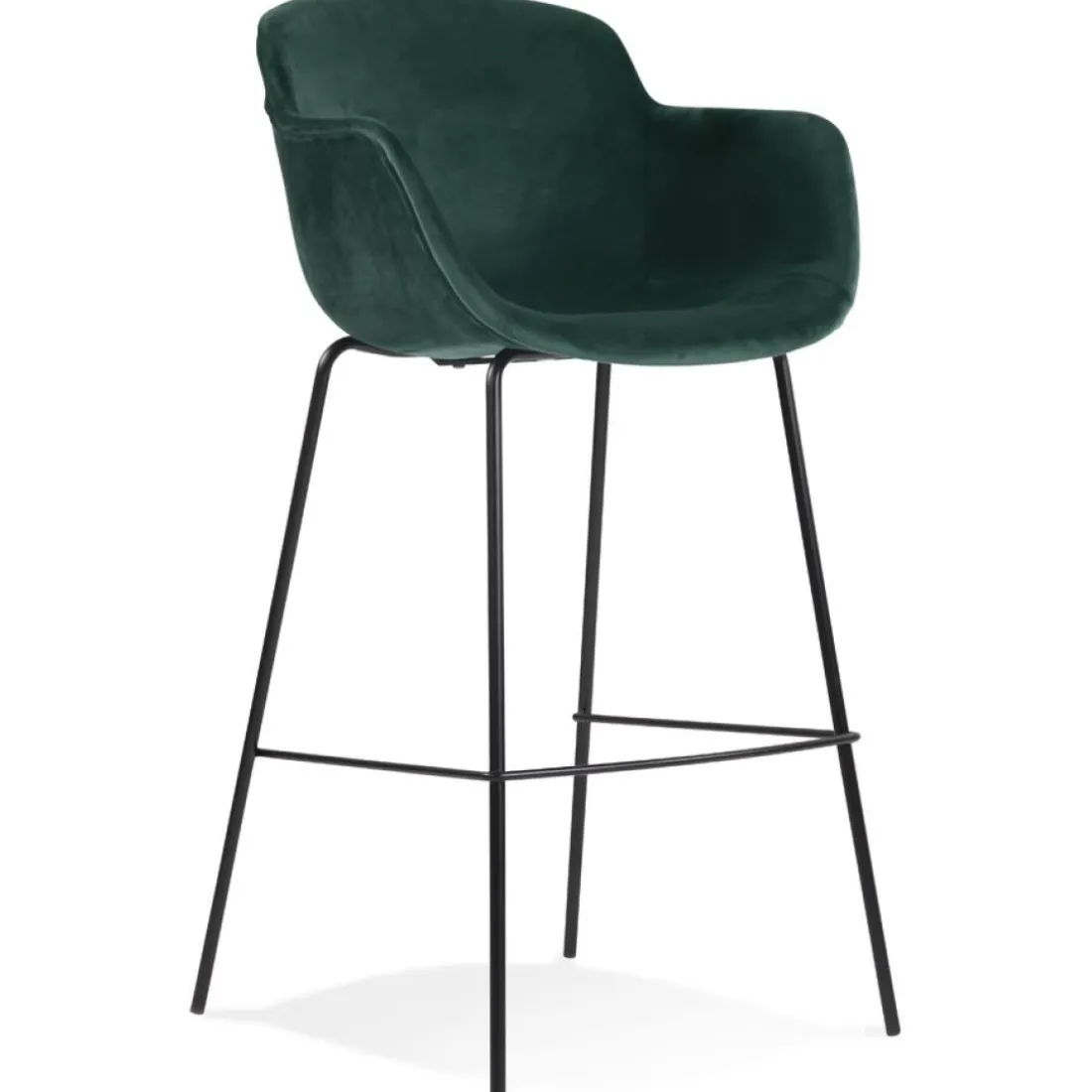 Tabouret de bar avec accoudoirs 'LARISSA' en velours vert