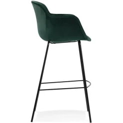 Tabouret de bar avec accoudoirs 'LARISSA' en velours vert
