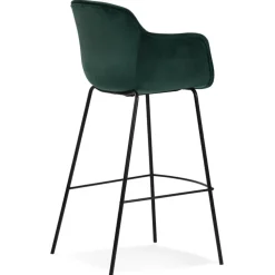 Tabouret de bar avec accoudoirs 'LARISSA' en velours vert