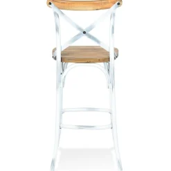 Tabouret de bar 'COTTAGE' en bois finition Noyer effet vieilli