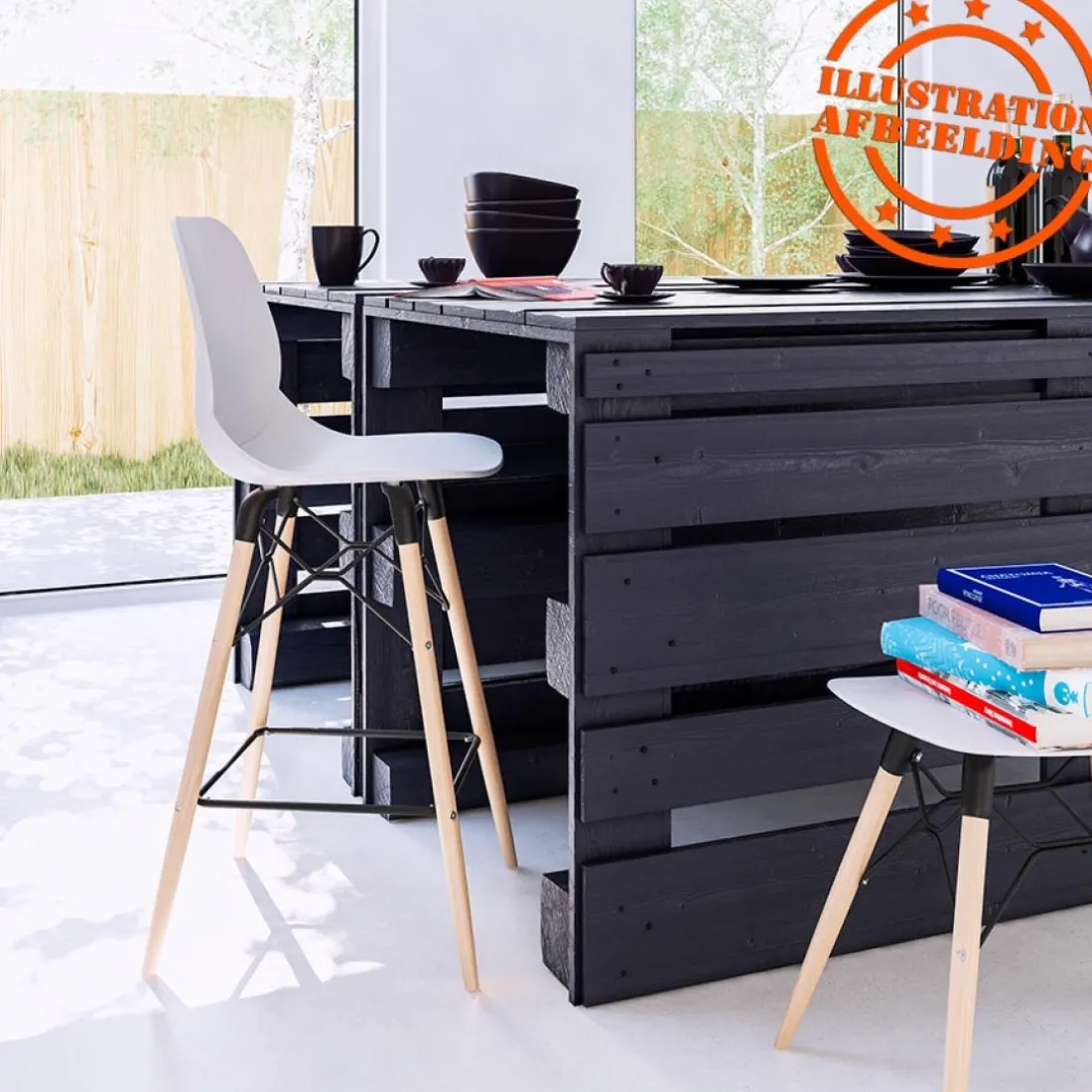 Tabouret de bar design 'COSMIK' blanc style scandinave