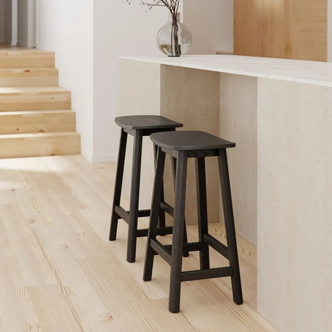 Tabouret de bar design 'DUMAS' en bois noir