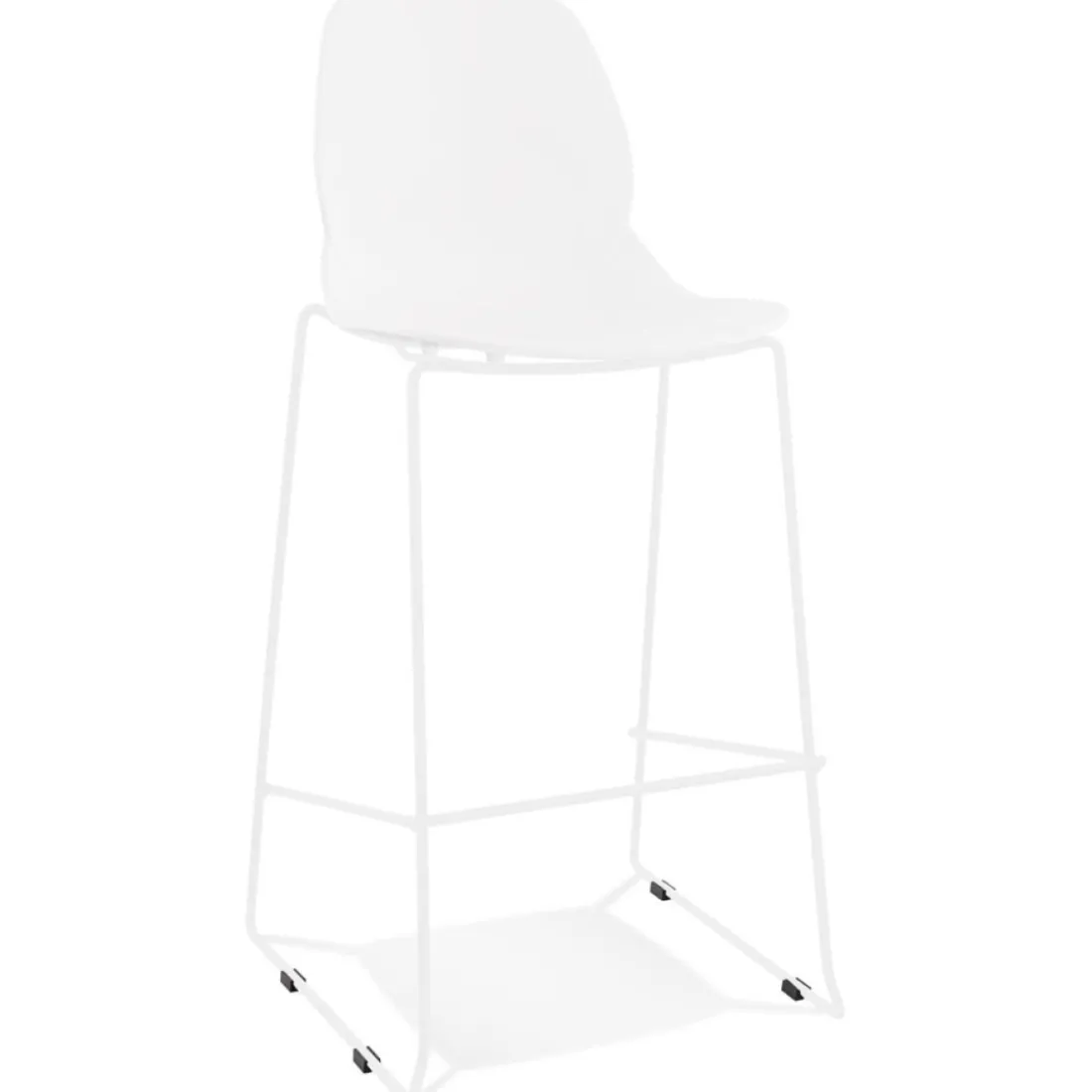 Tabouret de bar design empilable 'BERLIN' blanc avec pied en métal blanc