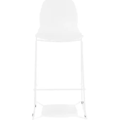 Tabouret de bar design empilable 'BERLIN' blanc avec pied en métal blanc