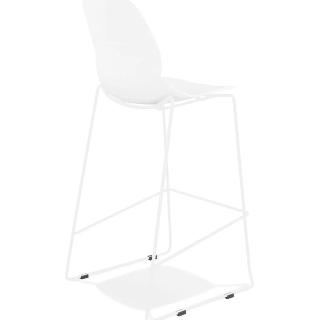 Tabouret de bar design empilable 'BERLIN' blanc avec pied en métal blanc