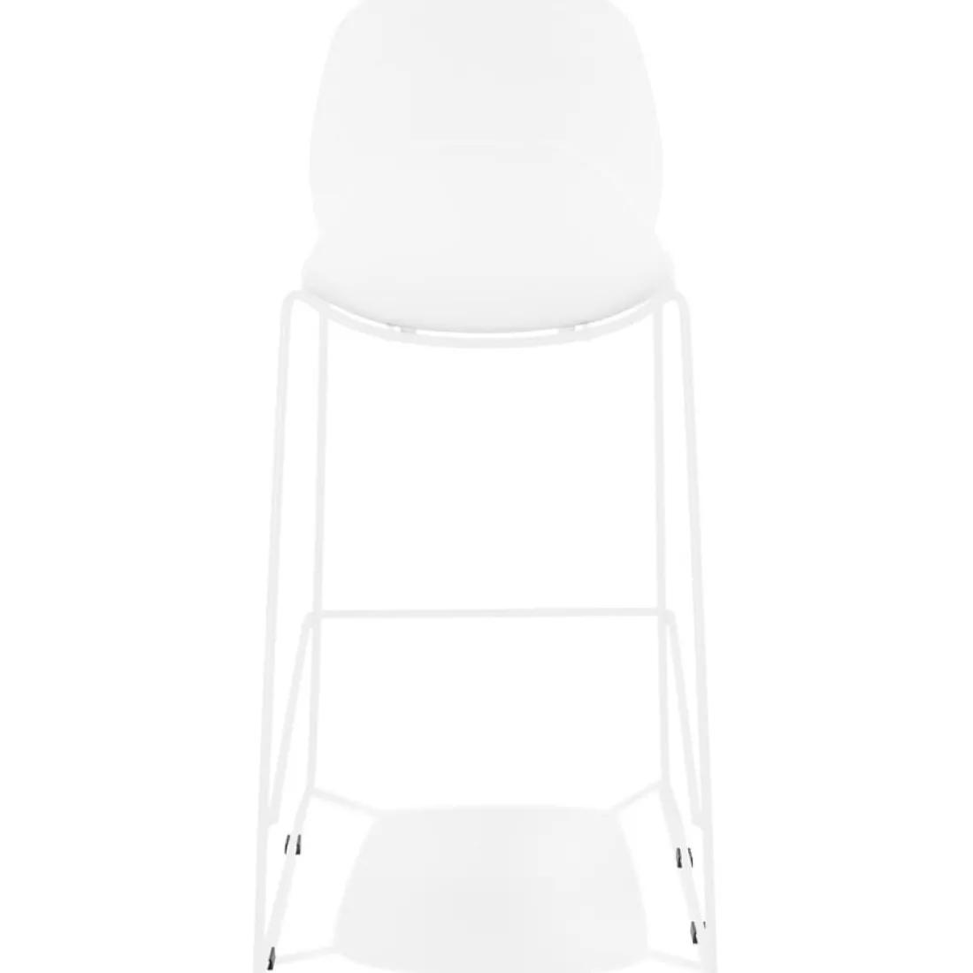 Tabouret de bar design empilable 'BERLIN' blanc avec pied en métal blanc