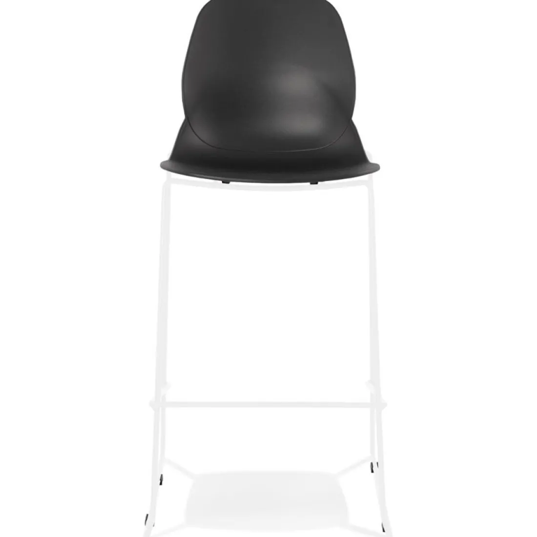 Tabouret de bar design empilable 'BERLIN' noir avec pied en métal blanc
