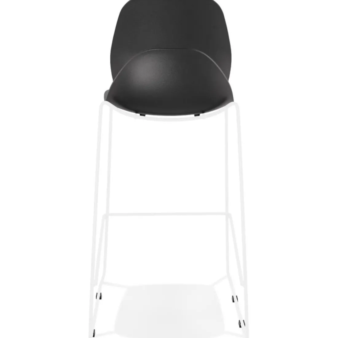 Tabouret de bar design empilable 'BERLIN' noir avec pied en métal blanc