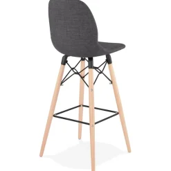 Tabouret de bar design 'GALACTIK' en tissu gris foncé style scandinave
