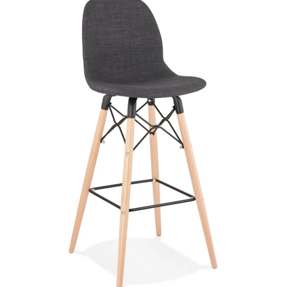 Tabouret de bar design 'GALACTIK' en tissu gris foncé style scandinave