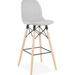 Tabouret de bar design 'GALACTIK' en tissu gris clair style scandinave