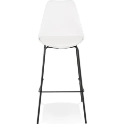 Tabouret de bar design 'LEMON' blanc avec pied en métal noir
