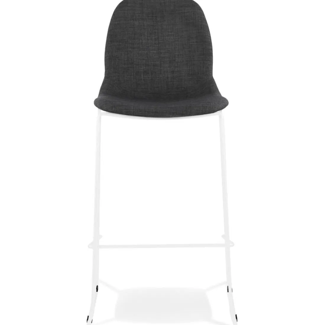 Tabouret de bar empilable 'FAKIR' en tissu gris foncé et pied en métal blanc