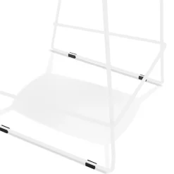 Tabouret de bar empilable 'FAKIR' en tissu gris clair et pied en métal blanc