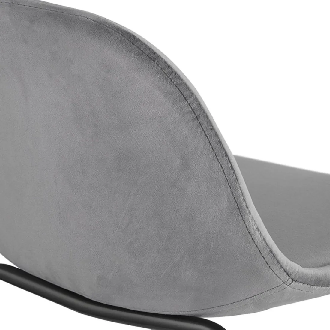 Tabouret de bar 'FENTON' en velours gris et pied en métal noir