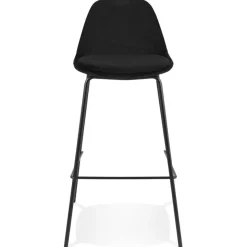 Tabouret de bar 'FENTON' en velours noir et pied en métal noir