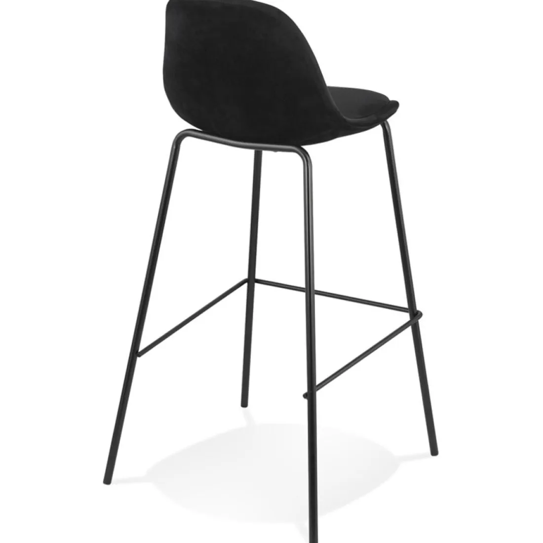 Tabouret de bar 'FENTON' en velours noir et pied en métal noir
