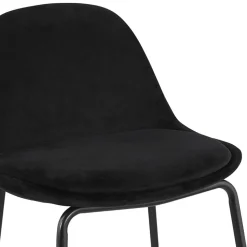 Tabouret de bar 'FENTON' en velours noir et pied en métal noir