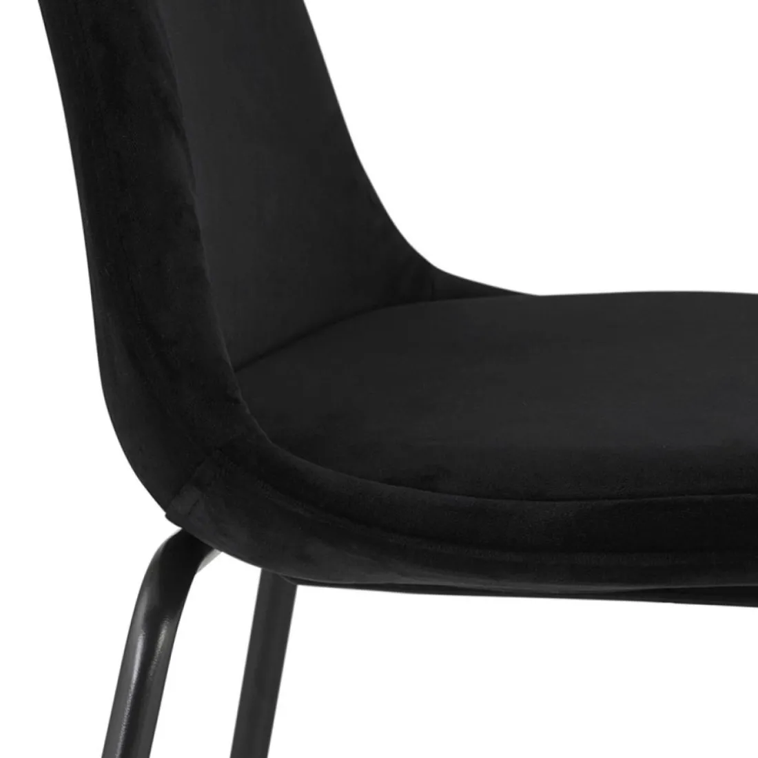 Tabouret de bar 'FENTON' en velours noir et pied en métal noir
